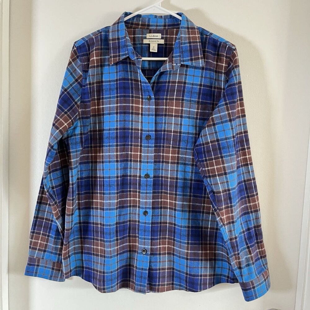 L.L. Bean Blue and Brown Checkered Button Down Shirt